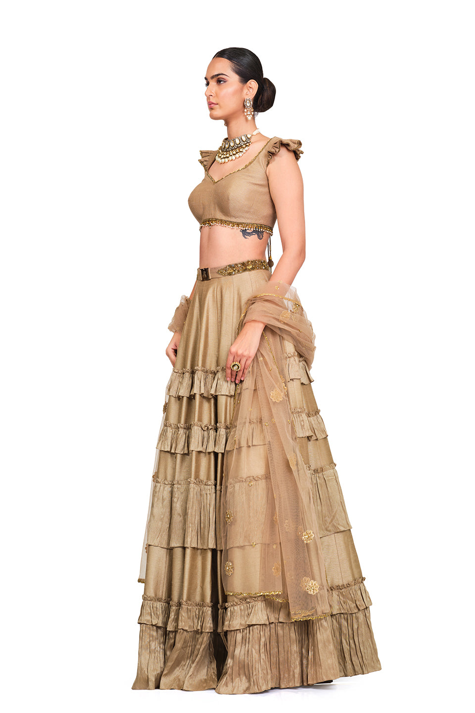 Silk Frill Lehenga with Ruffled Blouse