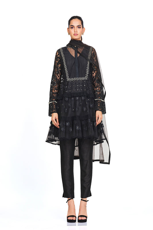 Detailed Threadwork tunic with floral applique