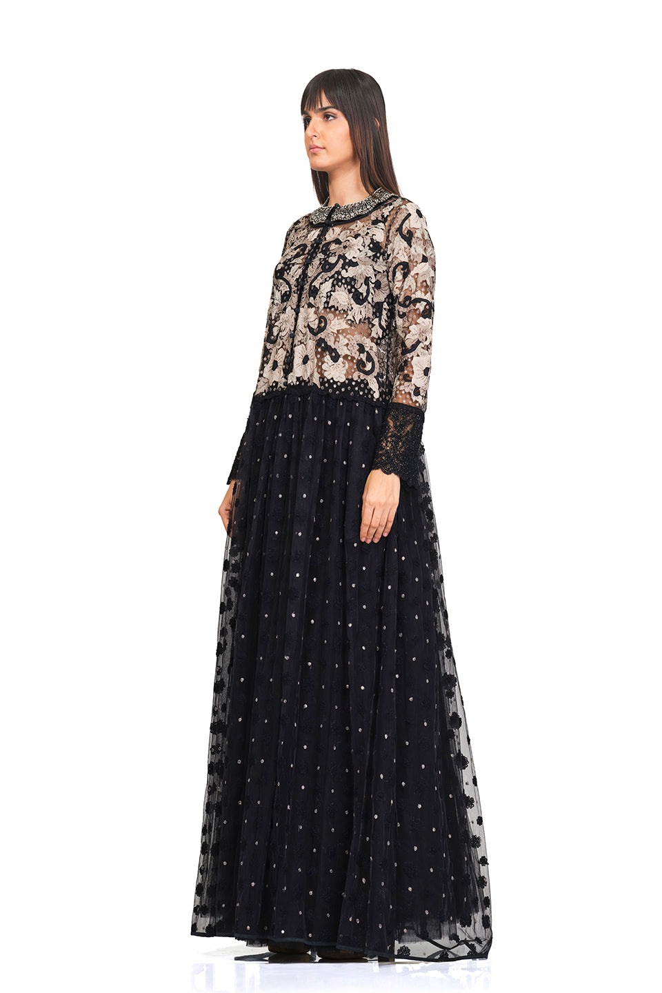 Long tunic with embroidered neckline