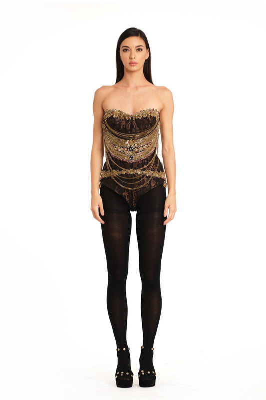 Brocade jewelled corset