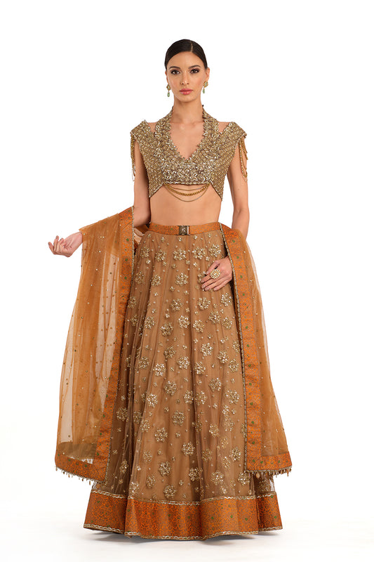 Embroidered Lehenga with Blouse and Dupatta
