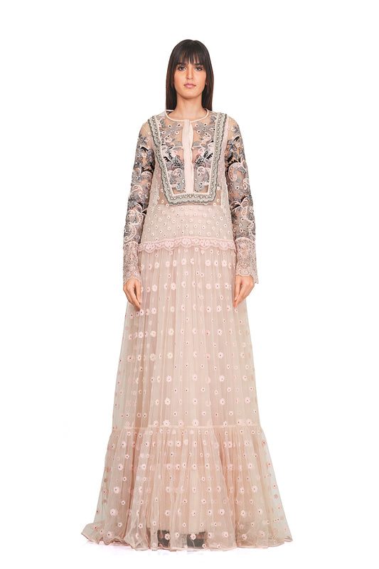 Long tunic with patchwork embroidery