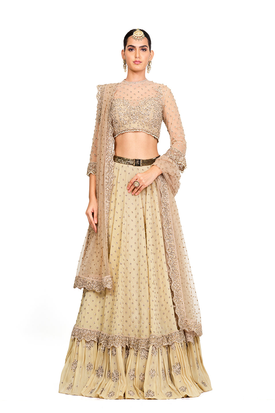 Beige Heavy Embroidered Lehenga with Dupatta