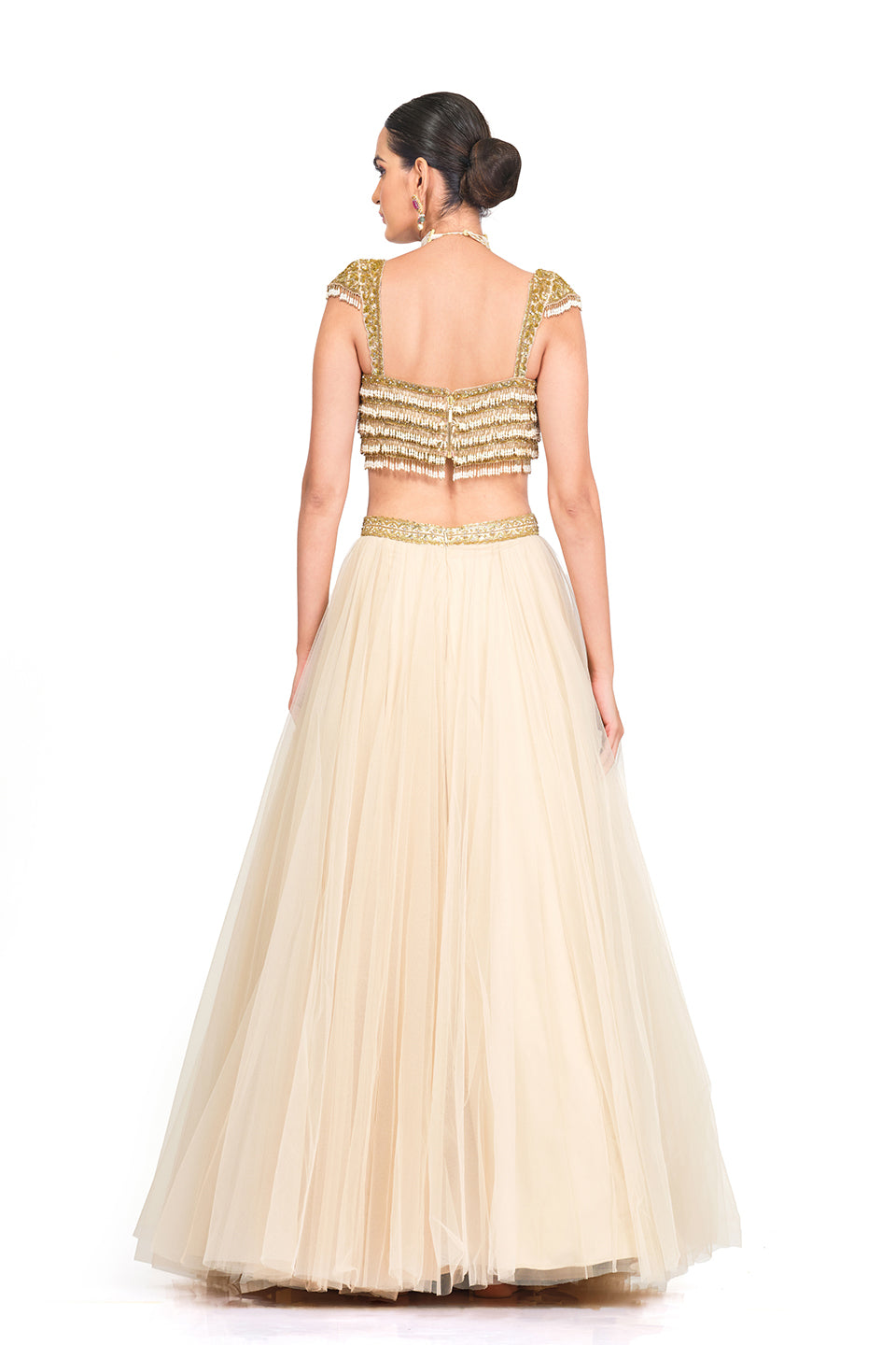 Tulle Lehenga with Tassel Strapped Bloused