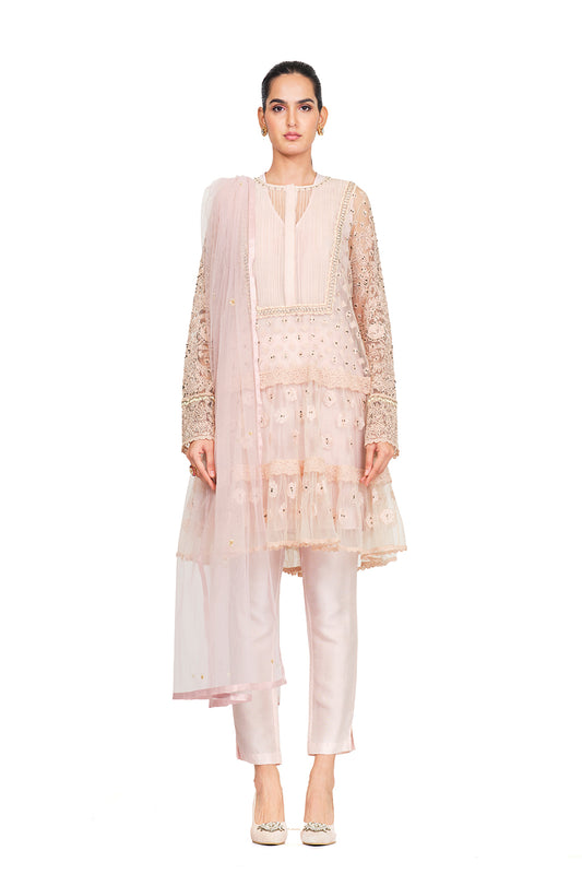 Pink Embroidered tunic set