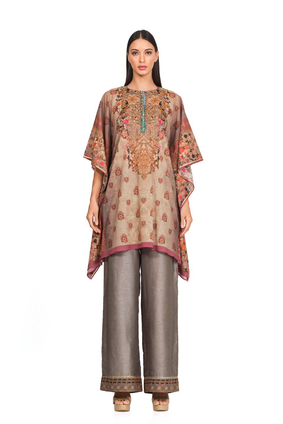 Taupe printed Kaftan
