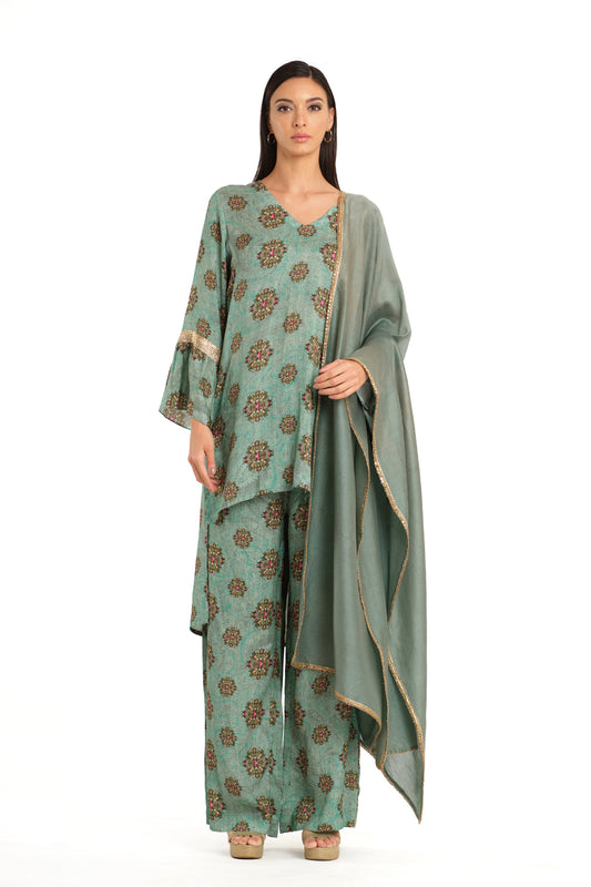 Floral motif High low tunic set