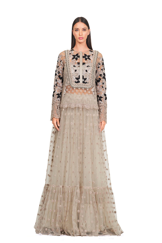 Long tunic with patchwork embroidery