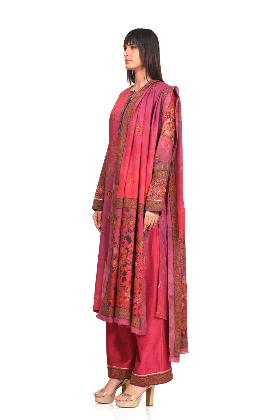 Pink tunic set with dupatta