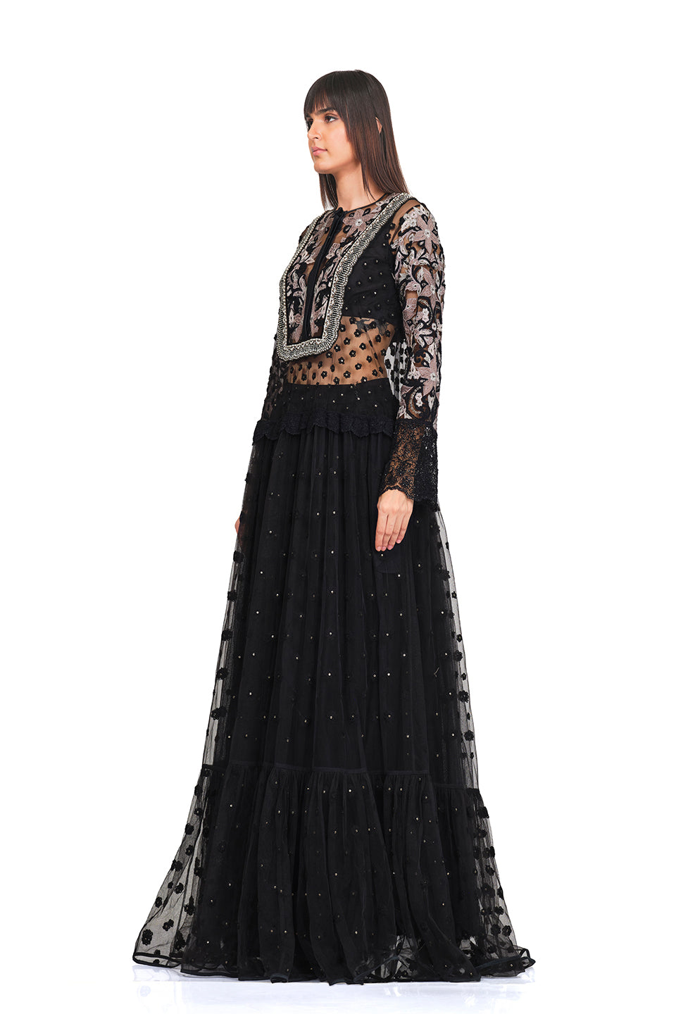 Long tunic with patchwork embroidery