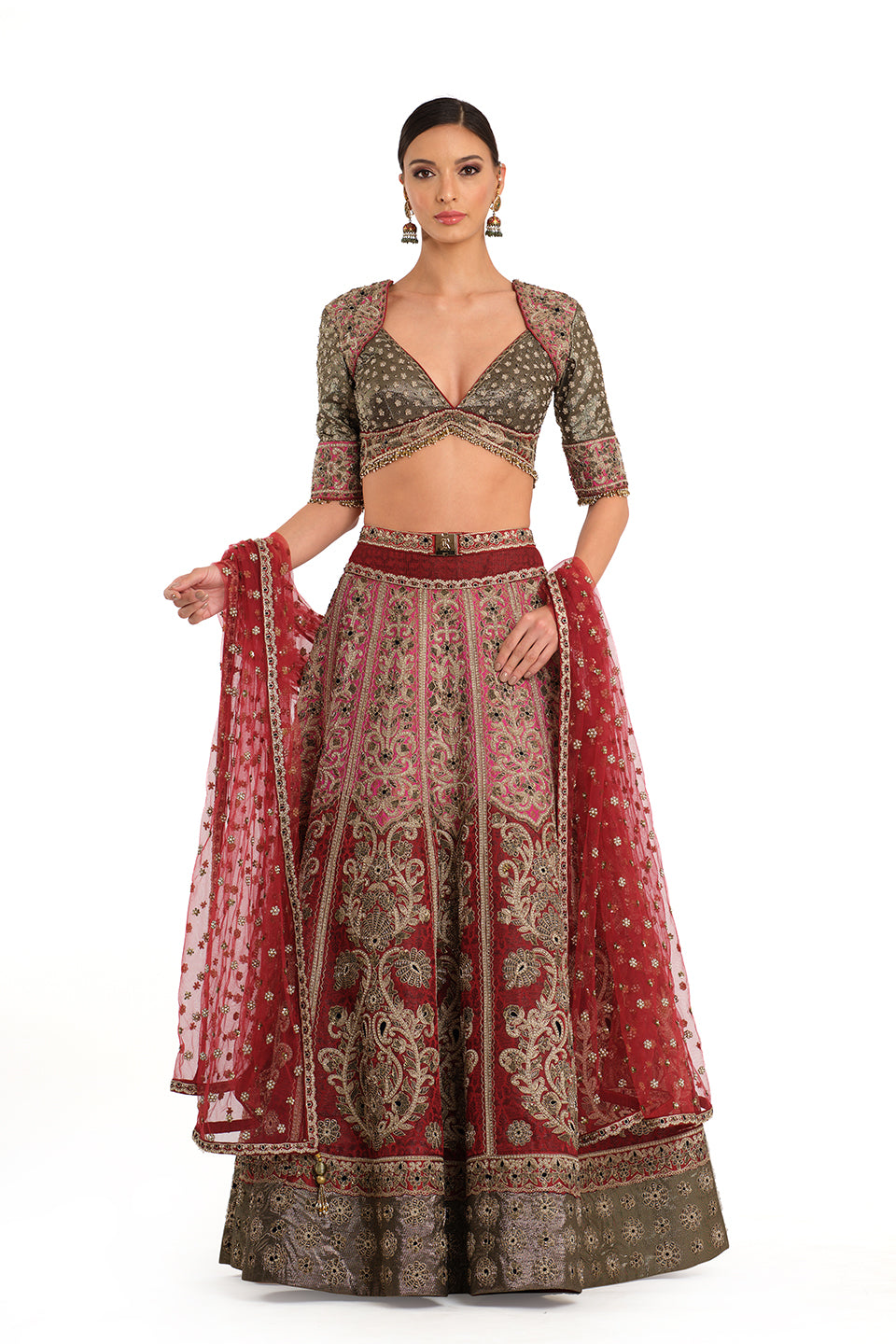 Brocade embroidered lehenga with blouse