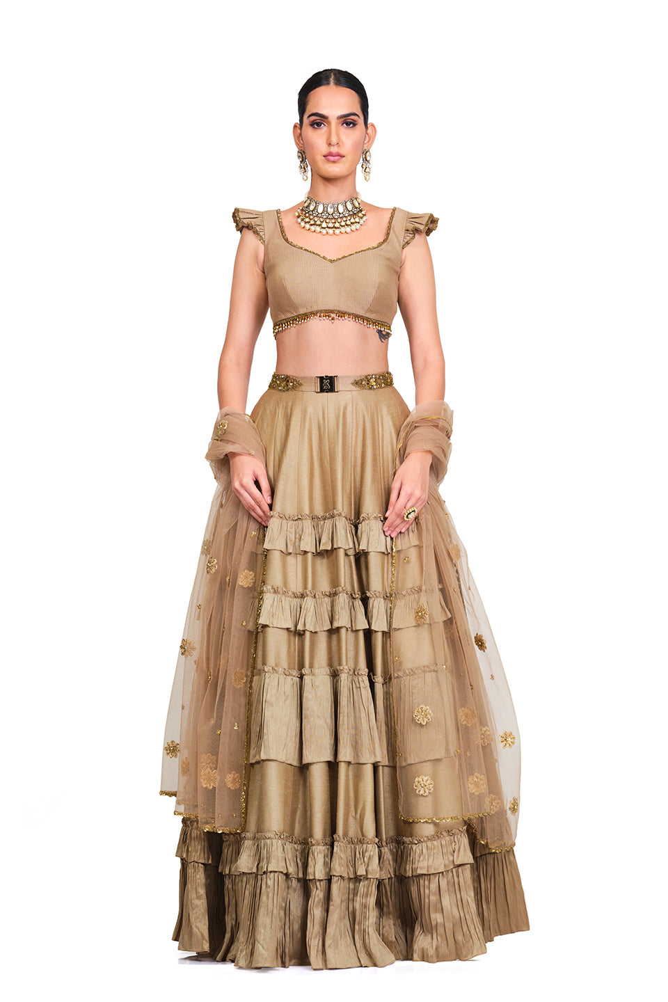 Silk Frill Lehenga with Ruffled Blouse