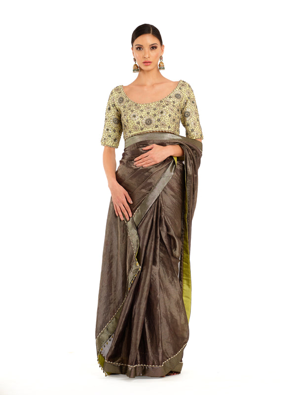 Tissue Sari with Gota Embroidery Blouse