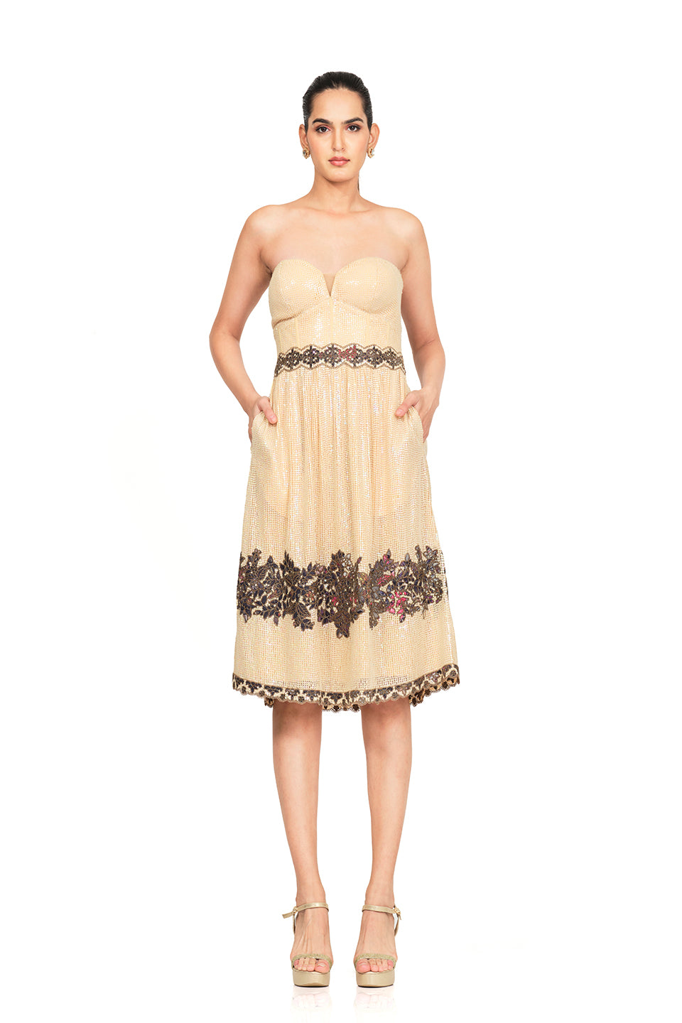Hand embroidered sequin short dress