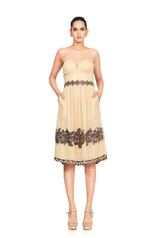 Hand embroidered sequin short dress