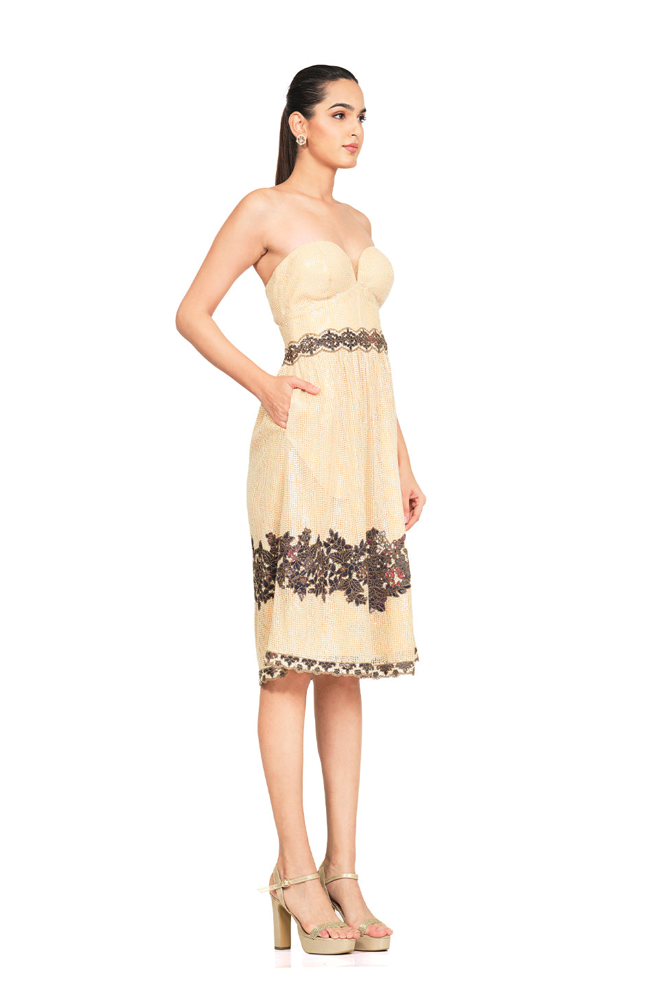 Hand embroidered sequin short dress