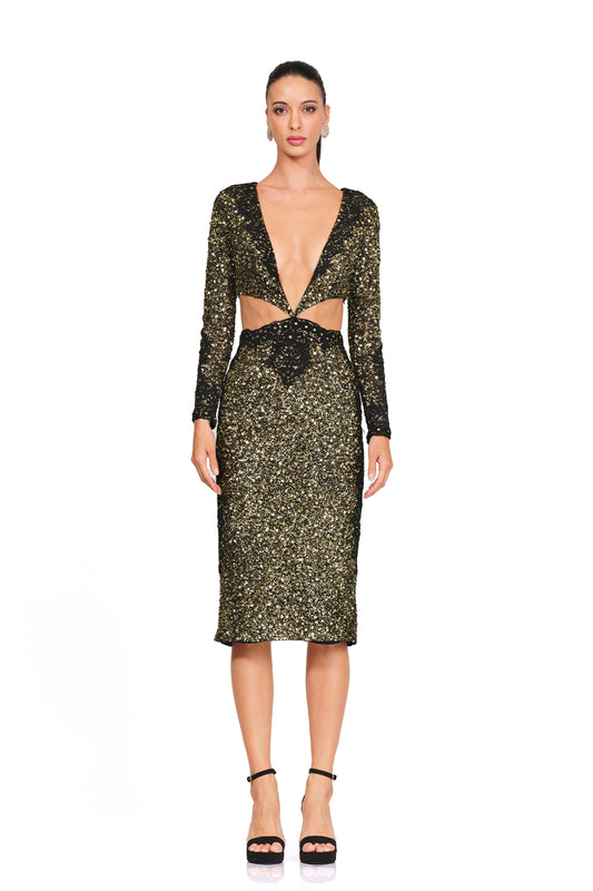 Cord embroidered short dress
