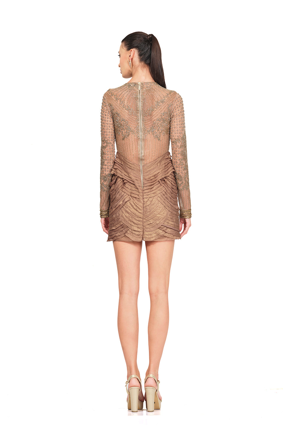 Structured copper short dress