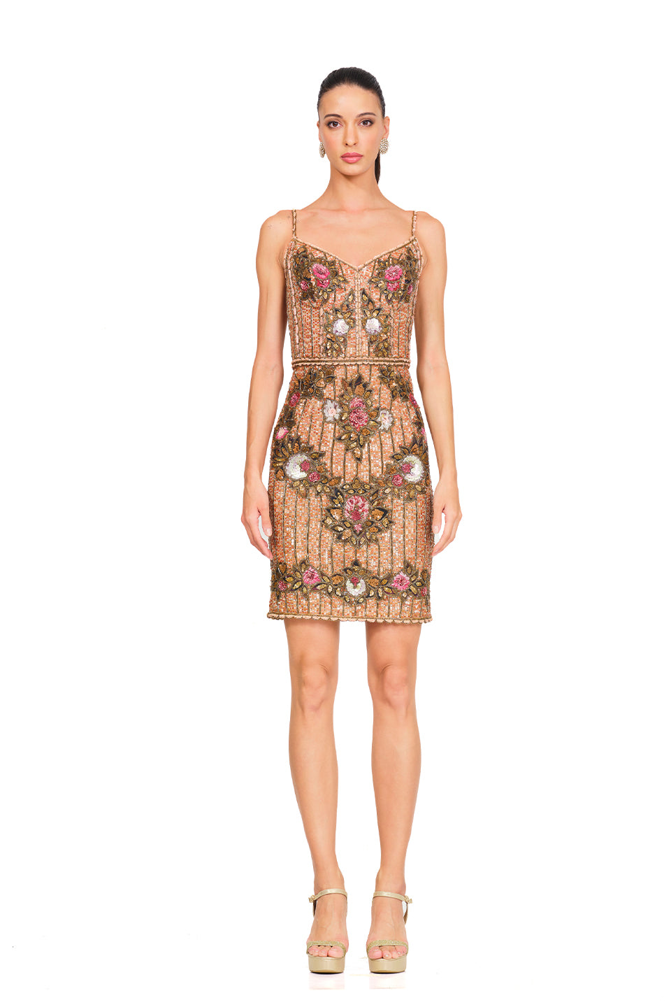 Floral embroidered short dress
