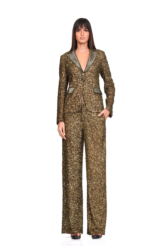 Gold sequinned blazer and trouser