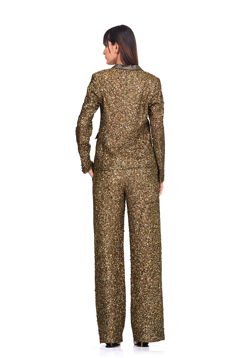 Gold sequinned blazer and trouser
