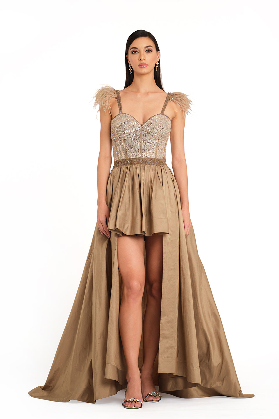 Beige embroidered gown