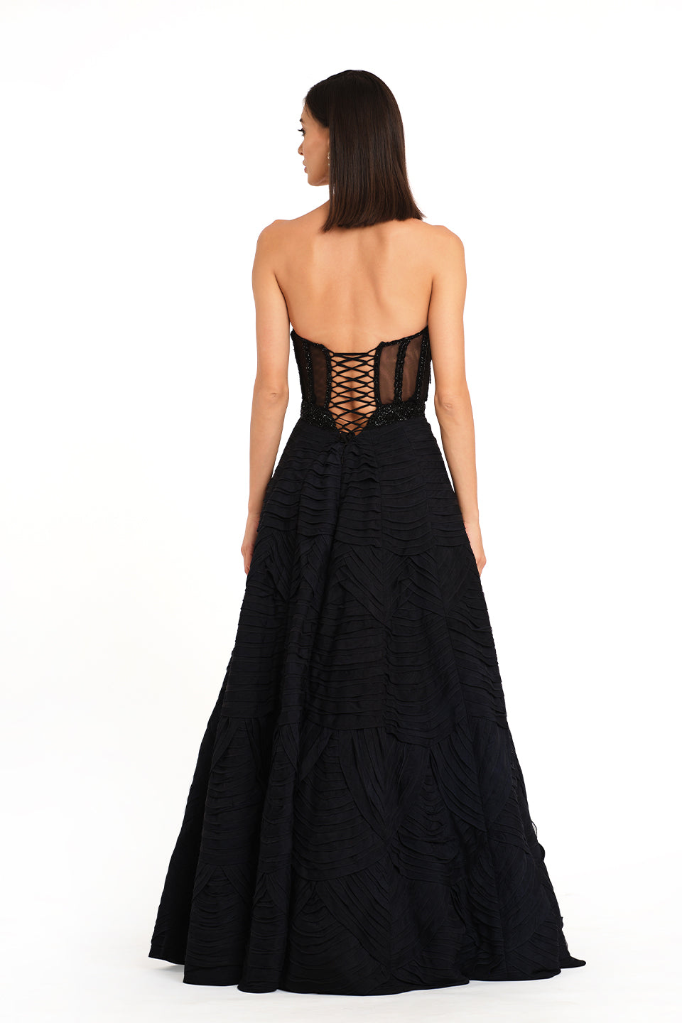 Sweetheart neck embroidered gown