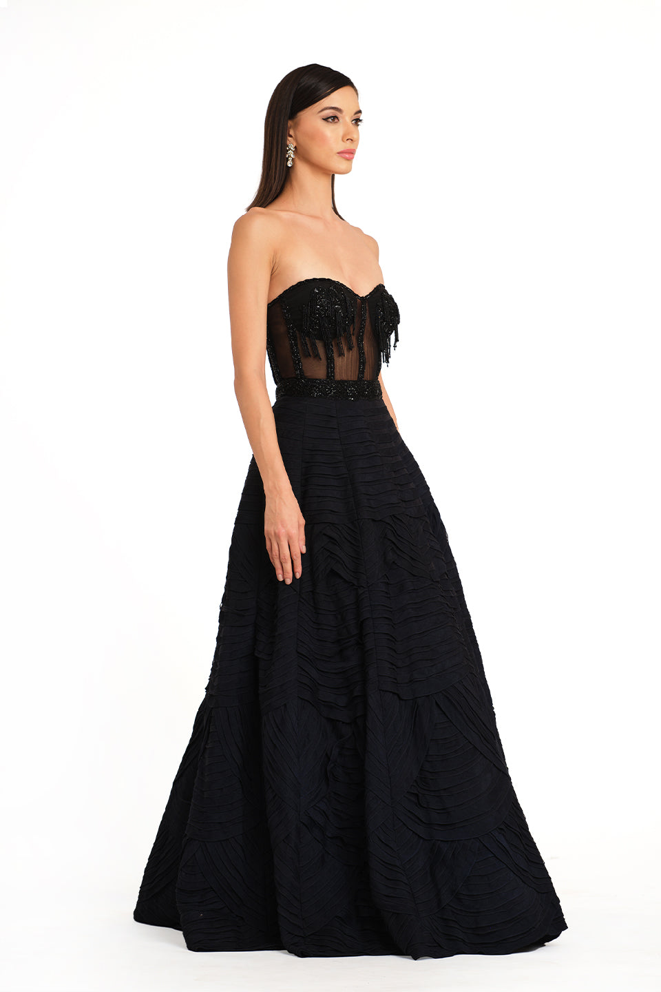 Sweetheart neck embroidered gown