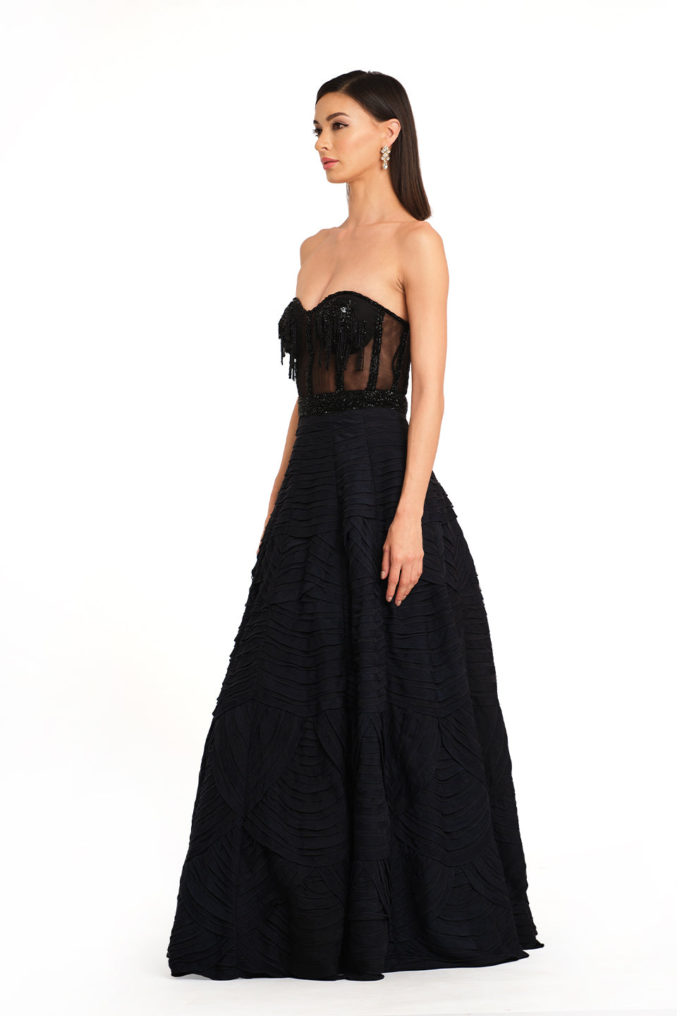 Sweetheart neck embroidered gown