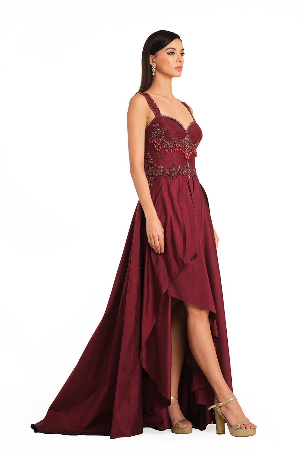 Burgundy corset gown