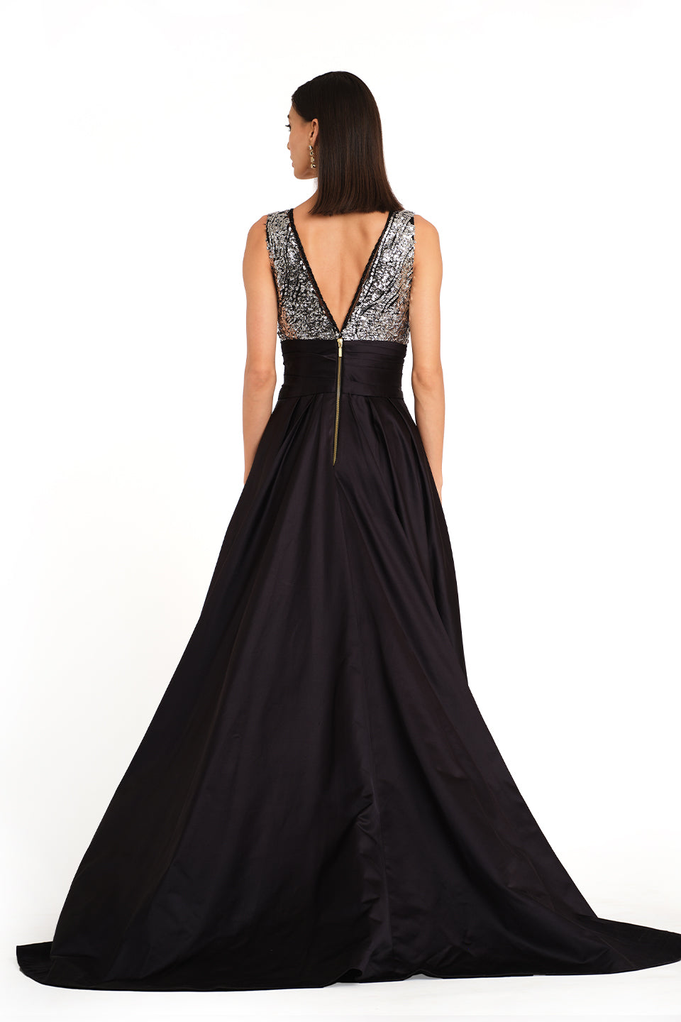 Black sequin bodice gown