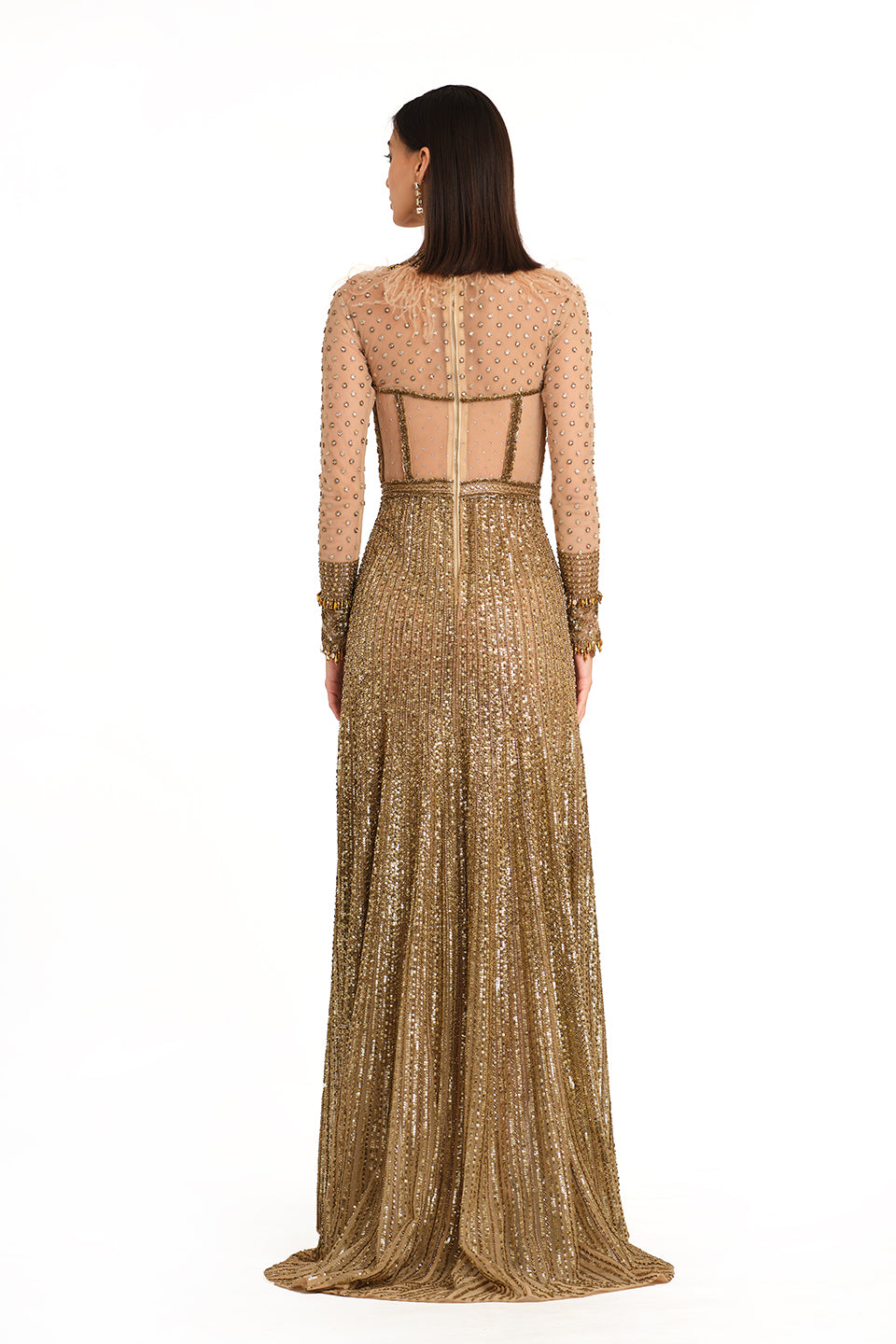 Antique gold embroidered gown