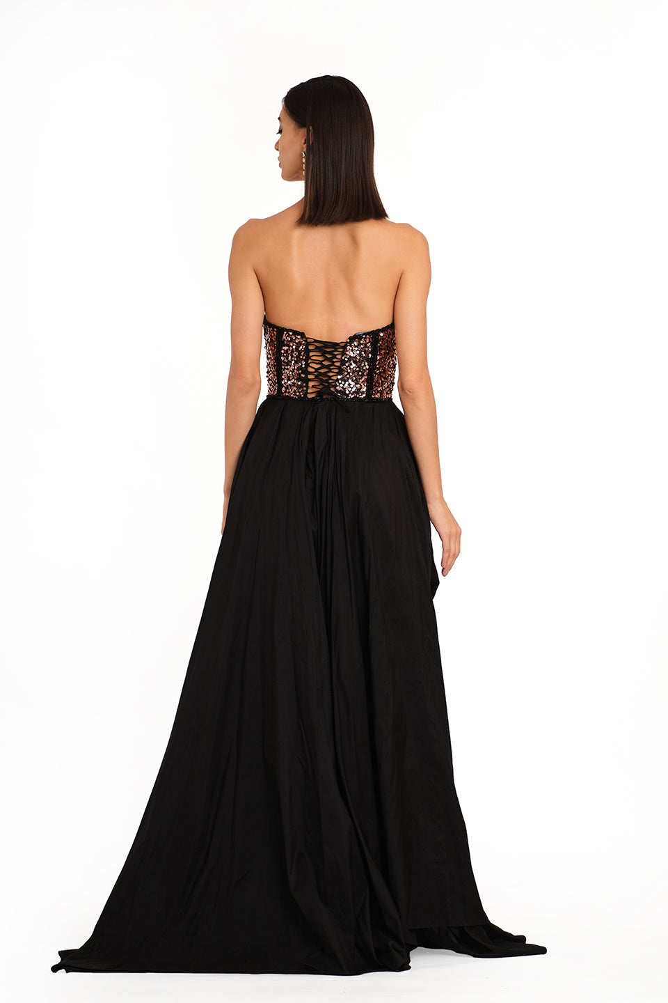 Black corset bodice Draped gown