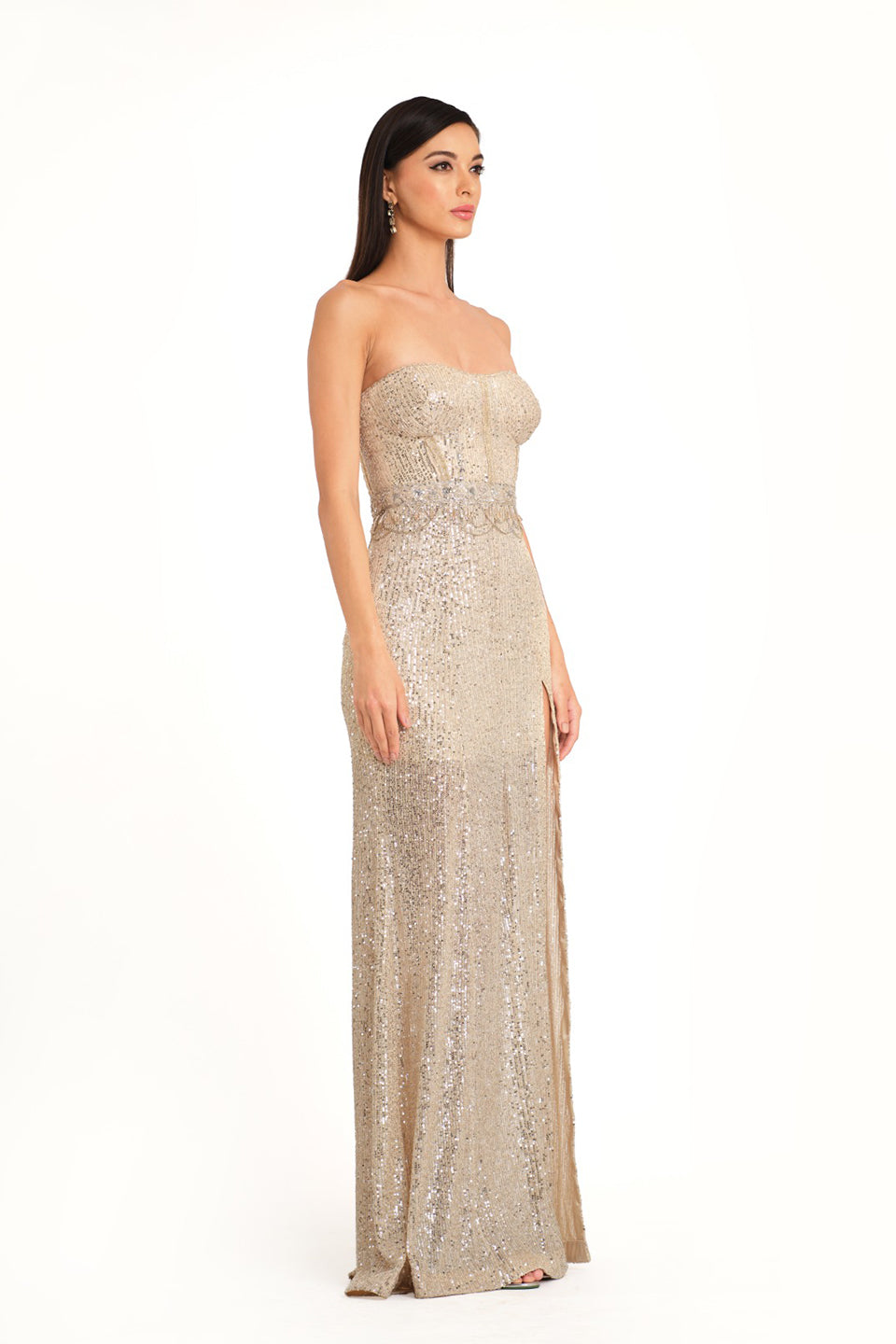 Ivory sequin corset gown