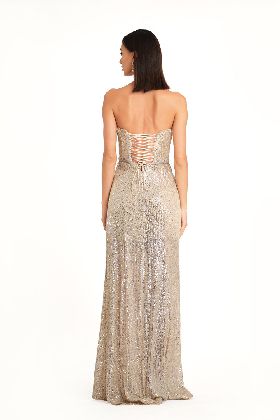 Ivory sequin corset gown