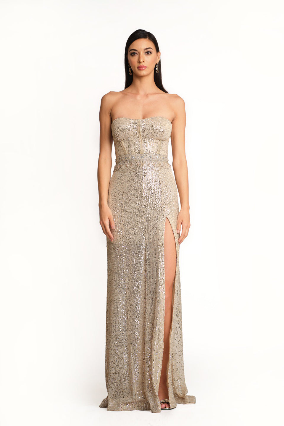 Ivory sequin corset gown