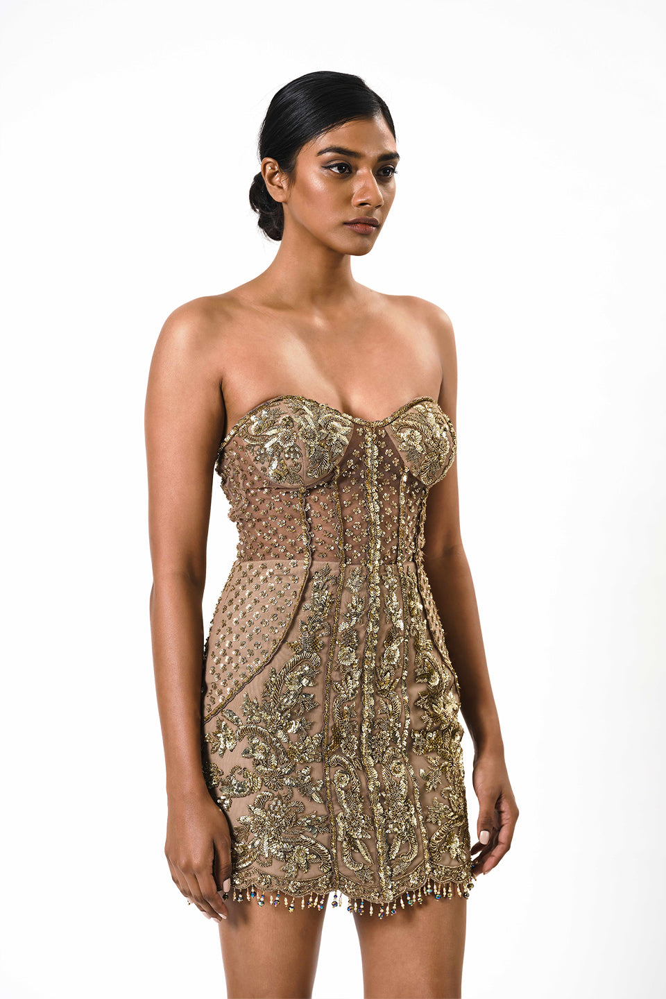 Embroidered corset fit dress