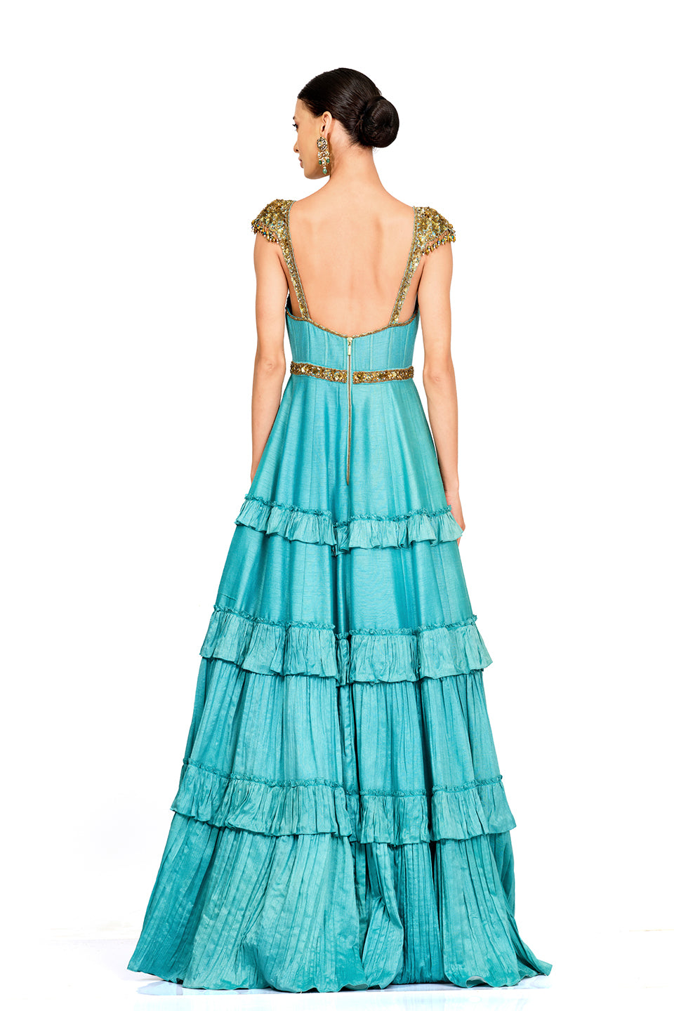 Tulle blue ruffle gown
