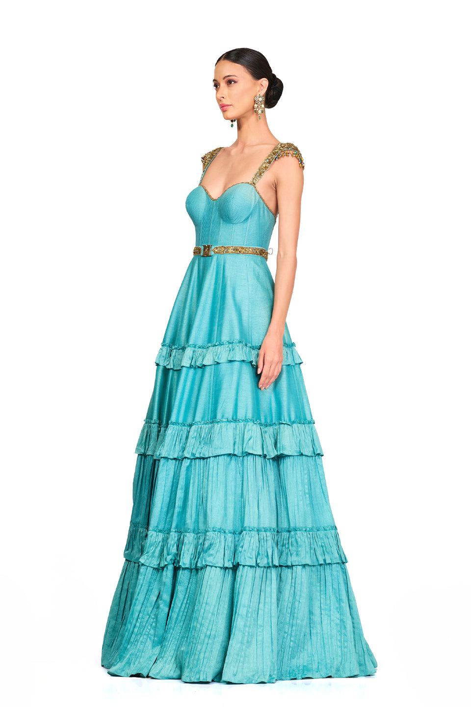 Tulle blue ruffle gown