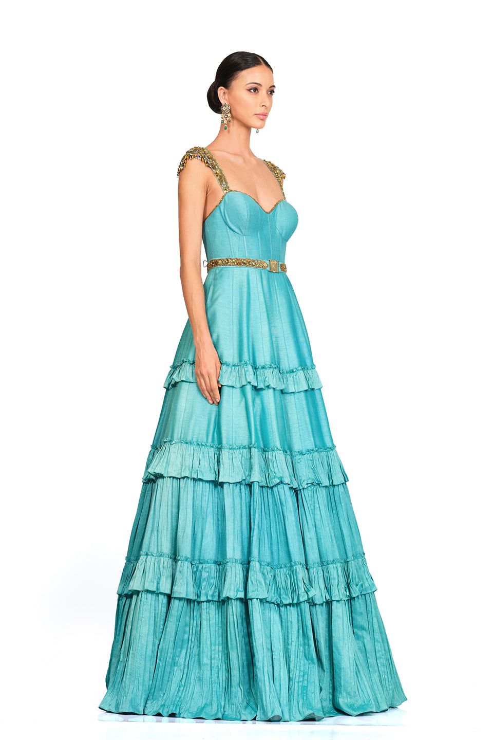 Tulle blue ruffle gown