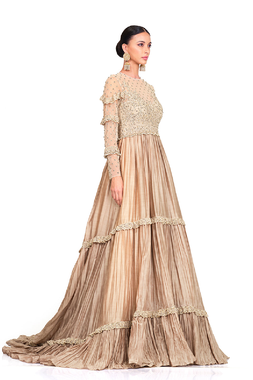Embroidered full sleeve gown