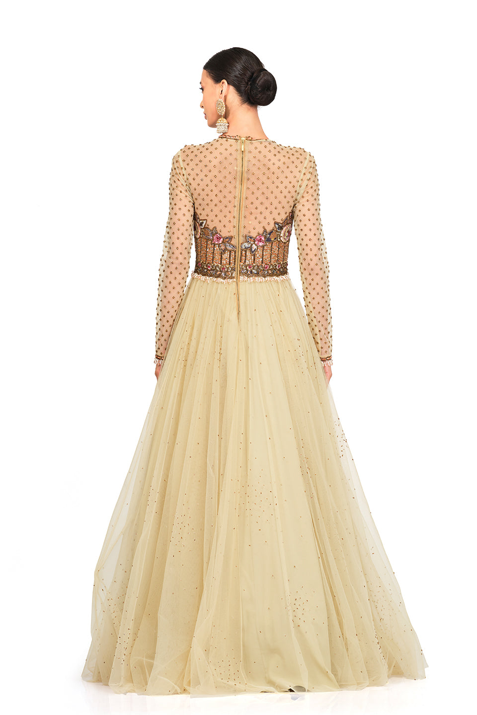Tulle gown with embroidered bodice
