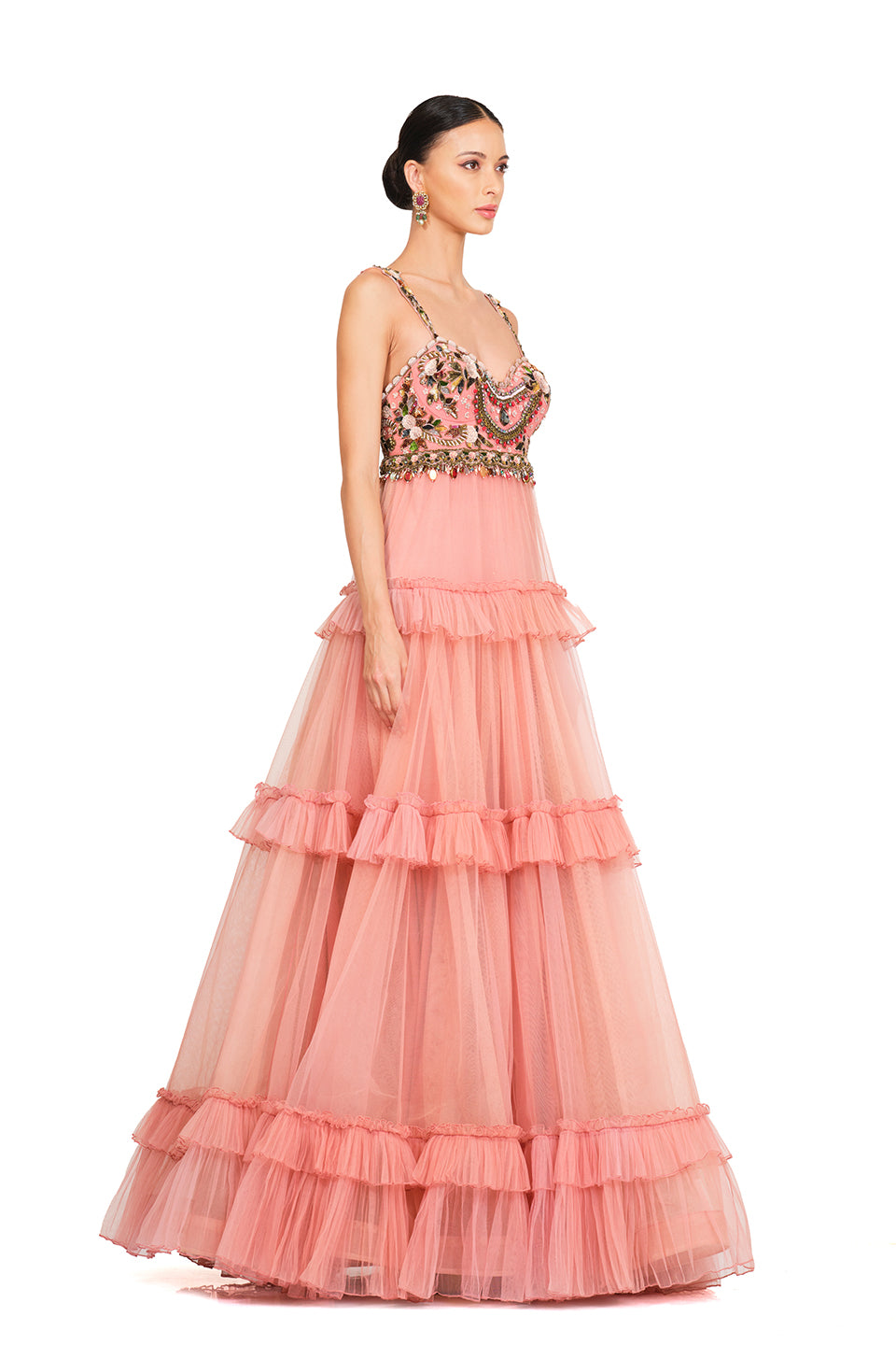Pink emvroidered gown