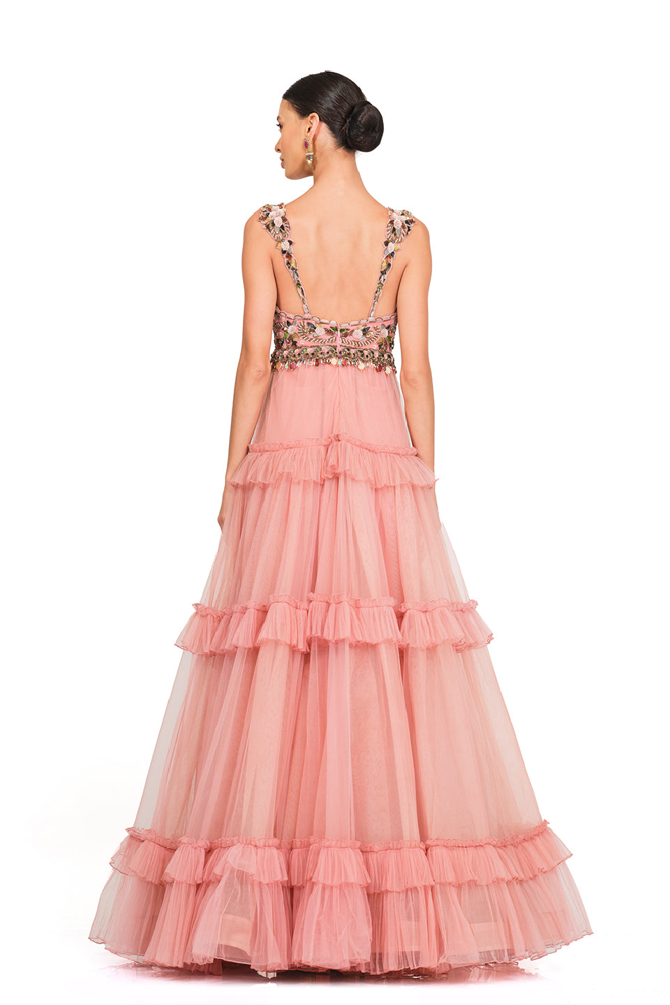 Pink emvroidered gown
