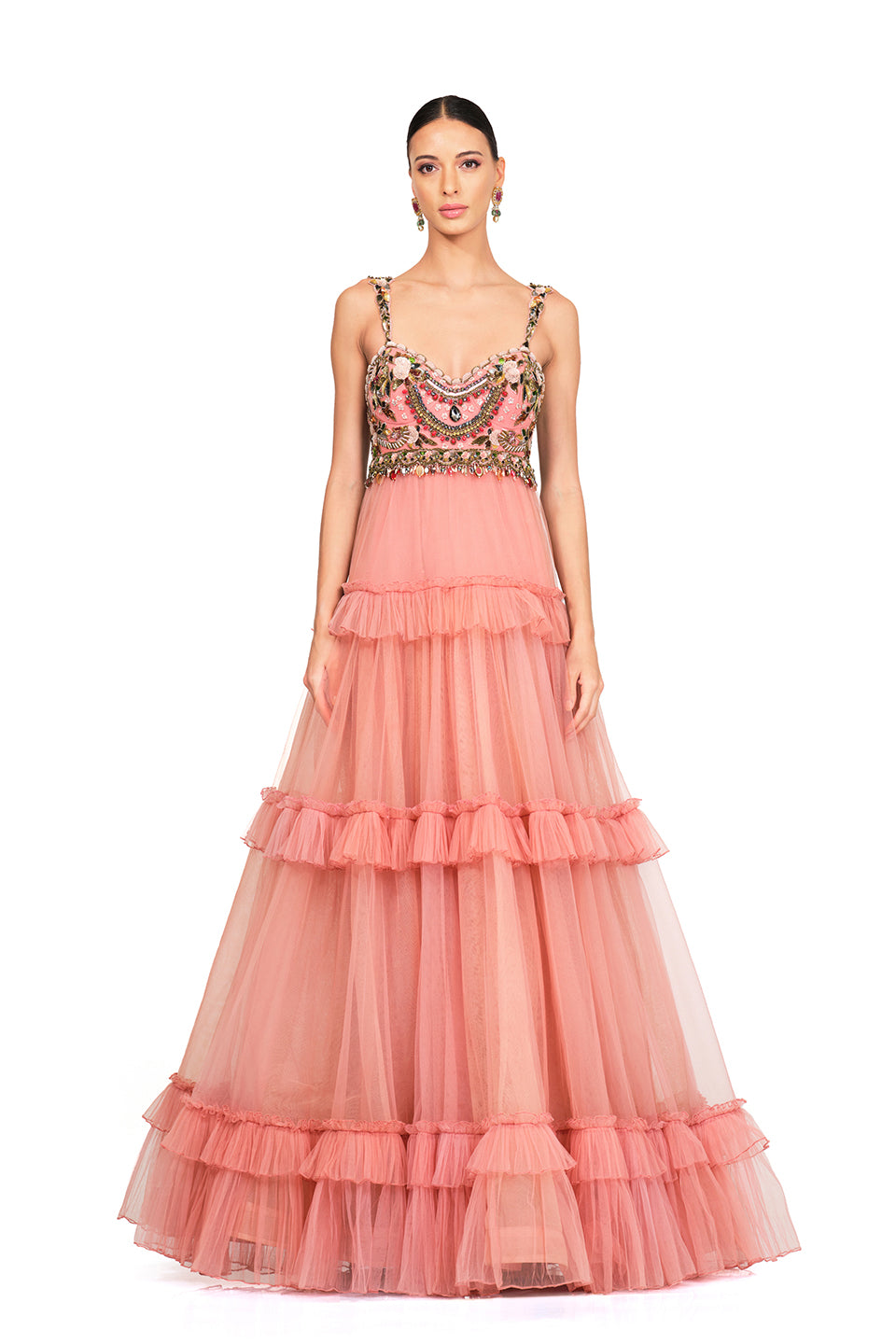Pink emvroidered gown