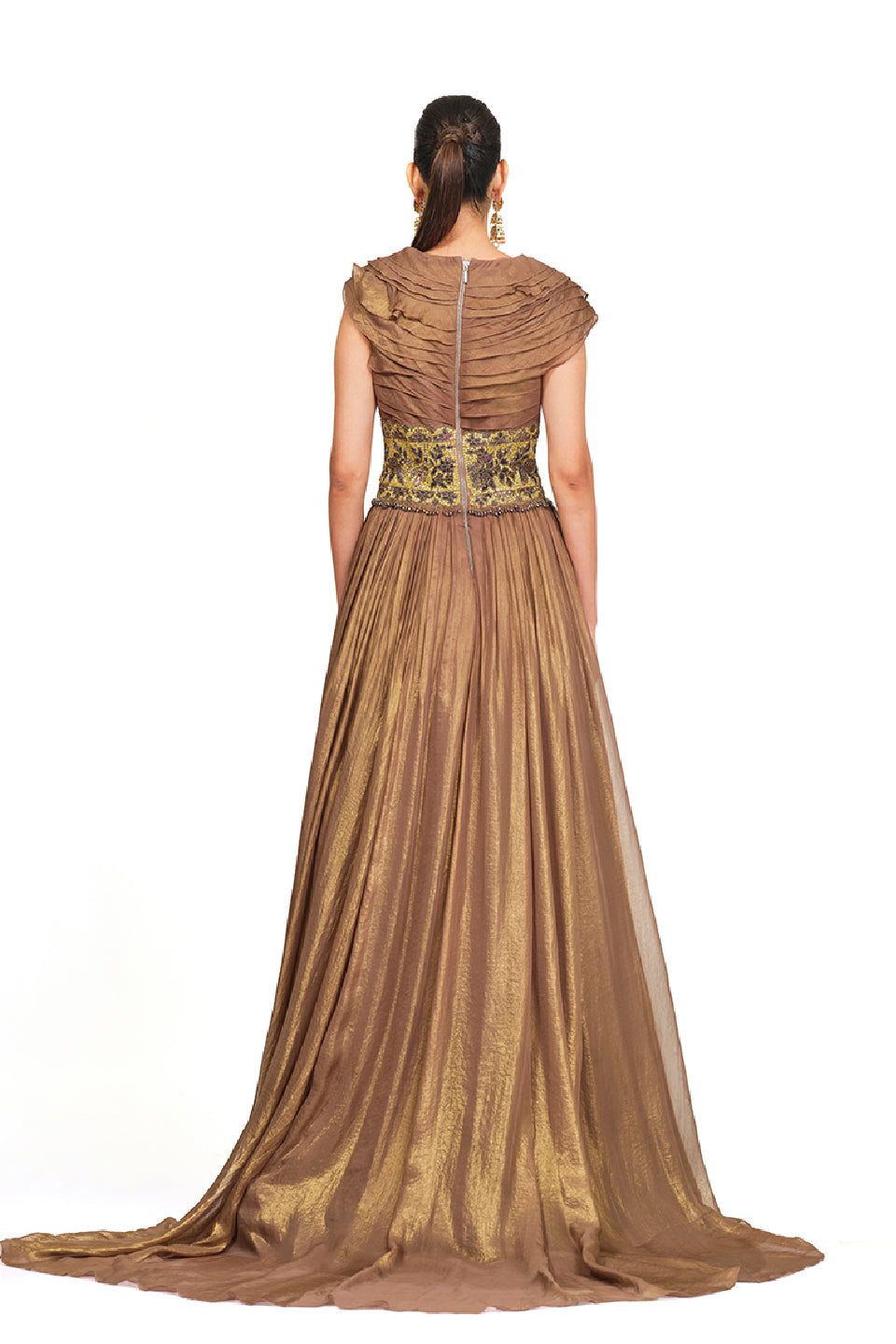 Shimmer Organza gown with embroidered waist