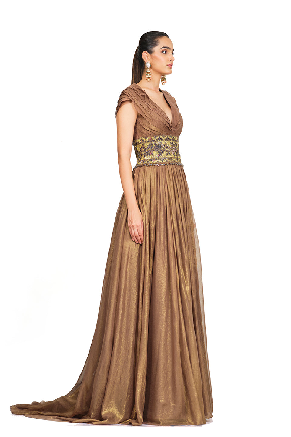 Shimmer Organza gown with embroidered waist