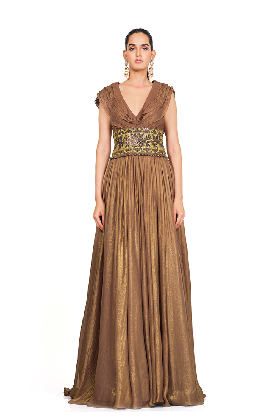 Shimmer Organza gown with embroidered waist