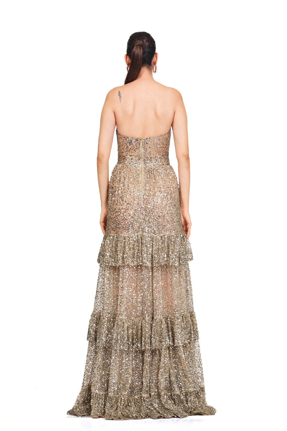 Sequin embroidered tube gown