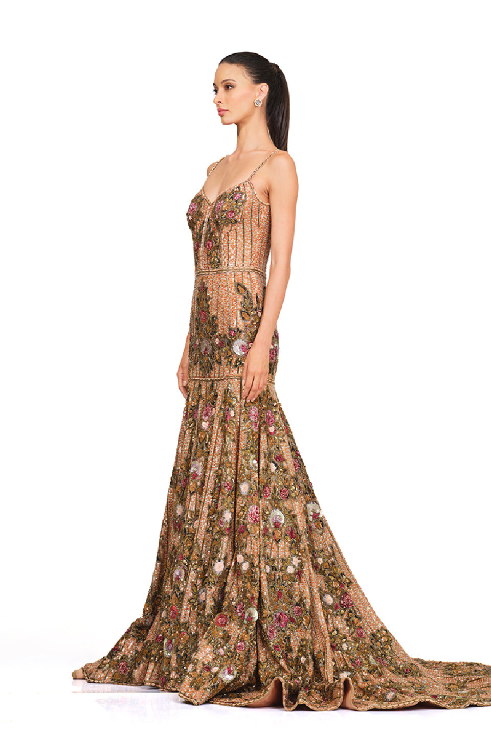 Gold heavily embroidered gown
